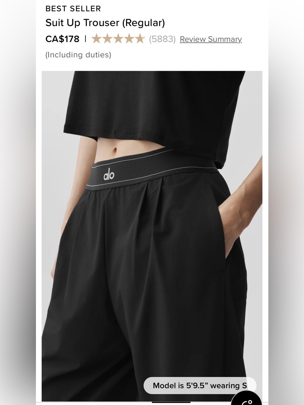 2-4 Alo Yoga Suit Up Trouser